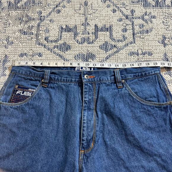 VTG Y2K Fubu Baggy Skater Blue Jean Jorts Shorts SZ 39 - Picture 5 of 8